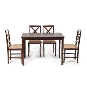 Обеденный комплект Хадсон (стол + 4 стула) id 13691 cappuccino (темный орех) арт.13691 в Белгороде